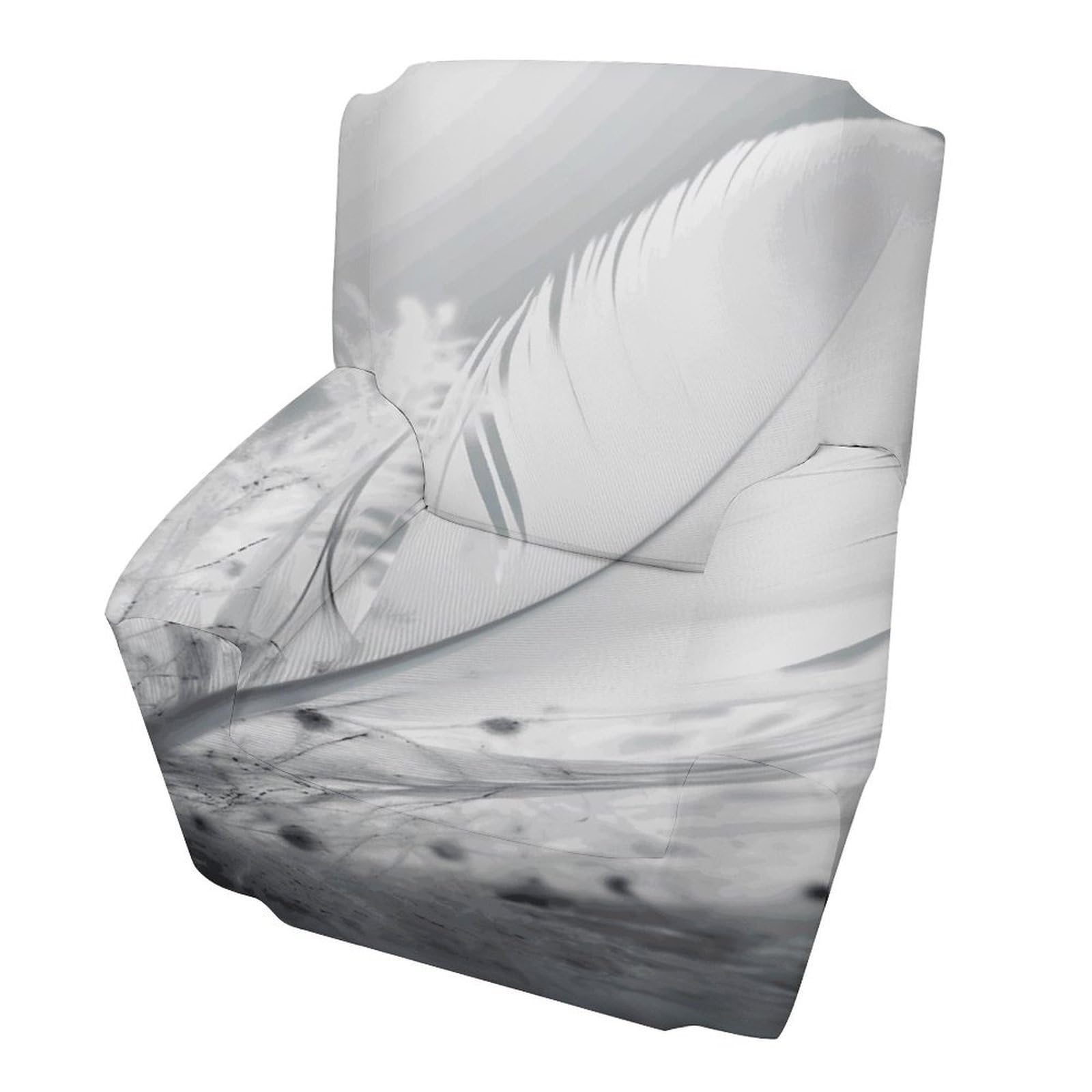 Fodpand Style Fluttering White Feathers Sofa Cover Soft 1 Seater Sofa Slipcover For Pets Washable,Couch Cover With Elastic Straps Furniture Protector
