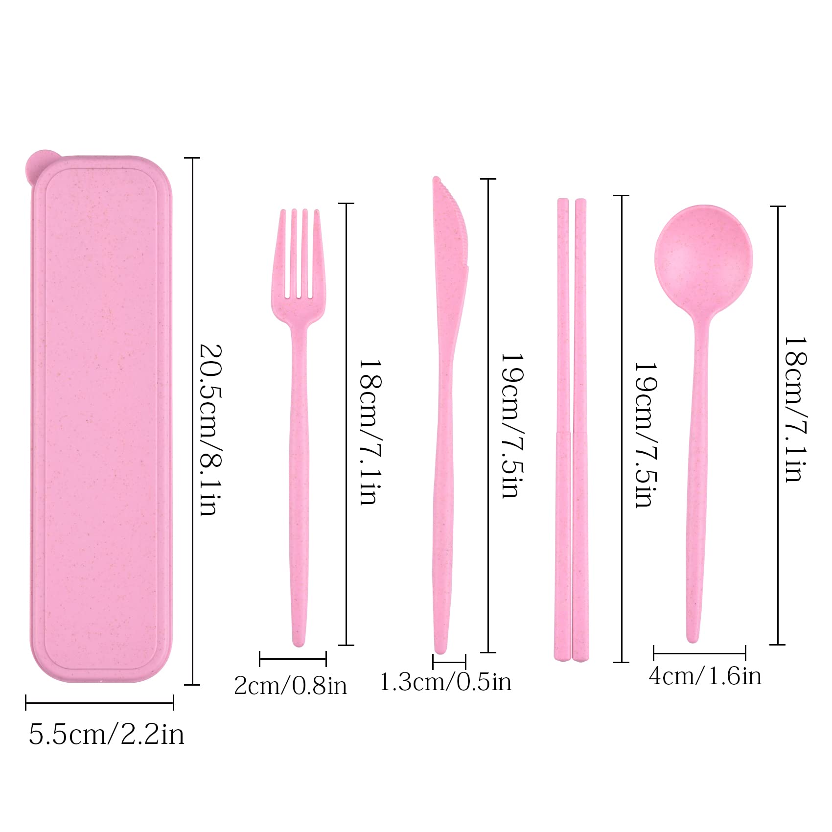 4 Sets Travel Utensils with Case, Reusable Chopsticks Knife Spoon and Fork Set, Portable Utensils Set for Adult Travel Picnic Camping Lunch
