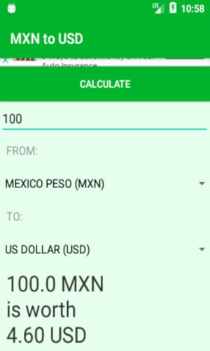 Mexico Peso to USD Dollars Converter