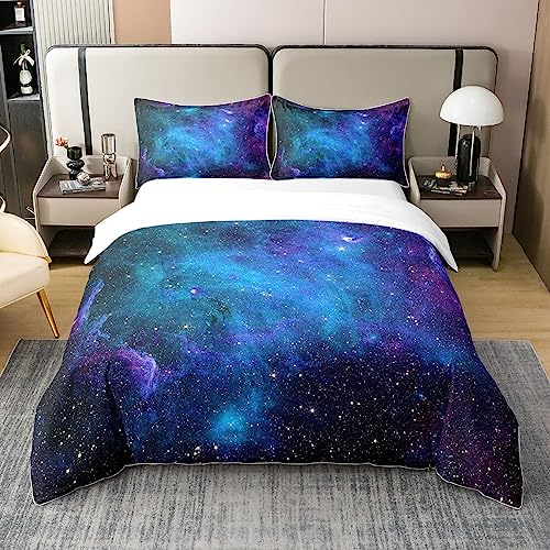 Loussiesd Galaxy Weltraum Bettbezug Set 100% Baumwolle Starry Nebula...