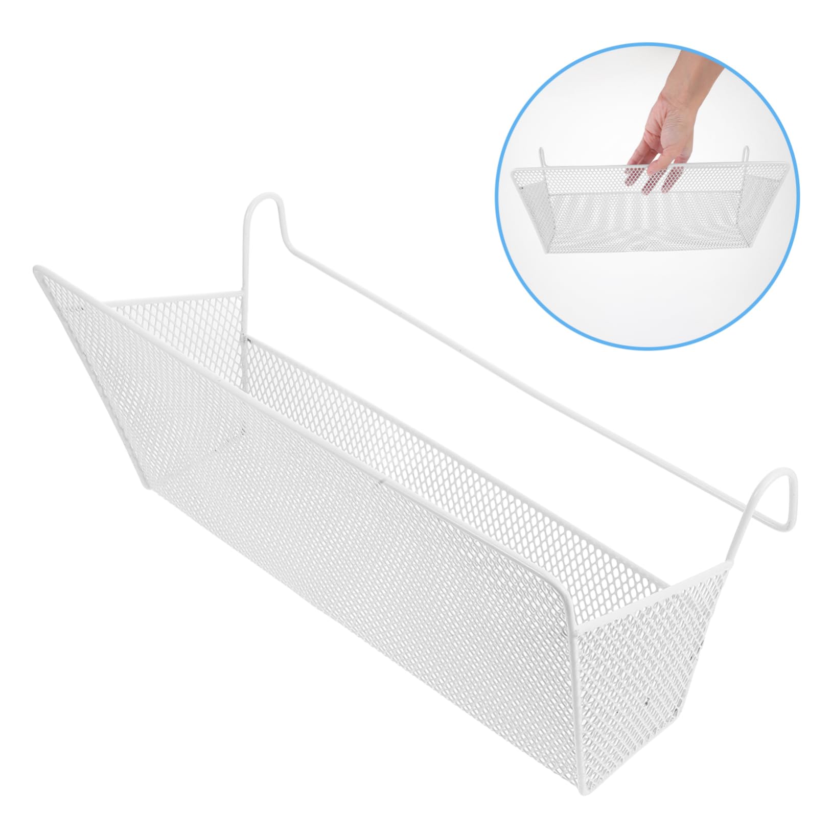 Cesta de Almacenamiento Colgante de Metal Blanco, Hierro, Gran Capacidad