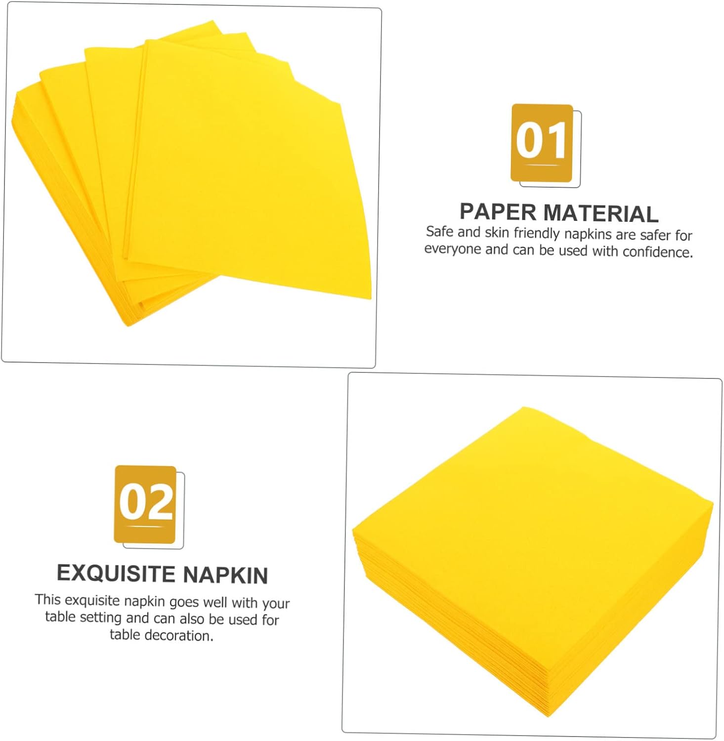 50pcs Disposable Party Napkins Elegant Dust Table Decor Napkins for Weddings Events and Home Use Soft Absorbent and Chic Design Yellow