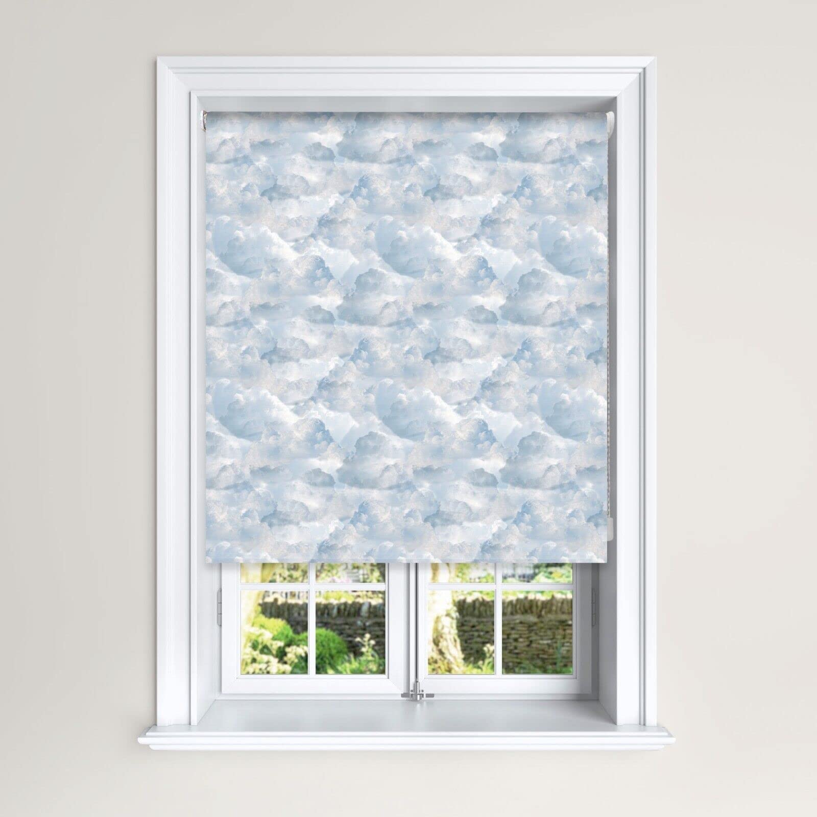 Lister Cartwright Kids Blackout Roller Blinds Clouds Windows Child Safety (Blue, 90 cm Width x 140 cm Drop)