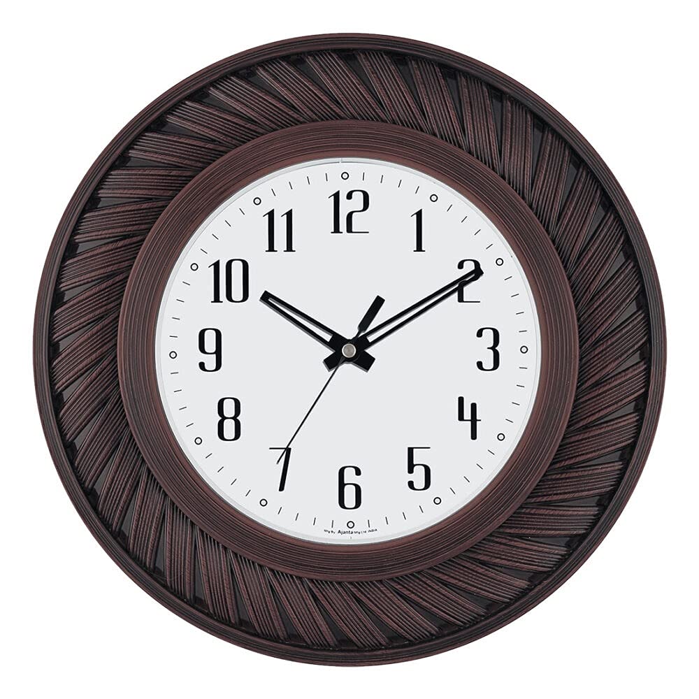 OREVAPlastic Wooden Look Small Size Designer Wall Clock (22.5 x 22.5 x 4 cm, Cola, AQ-7587B)