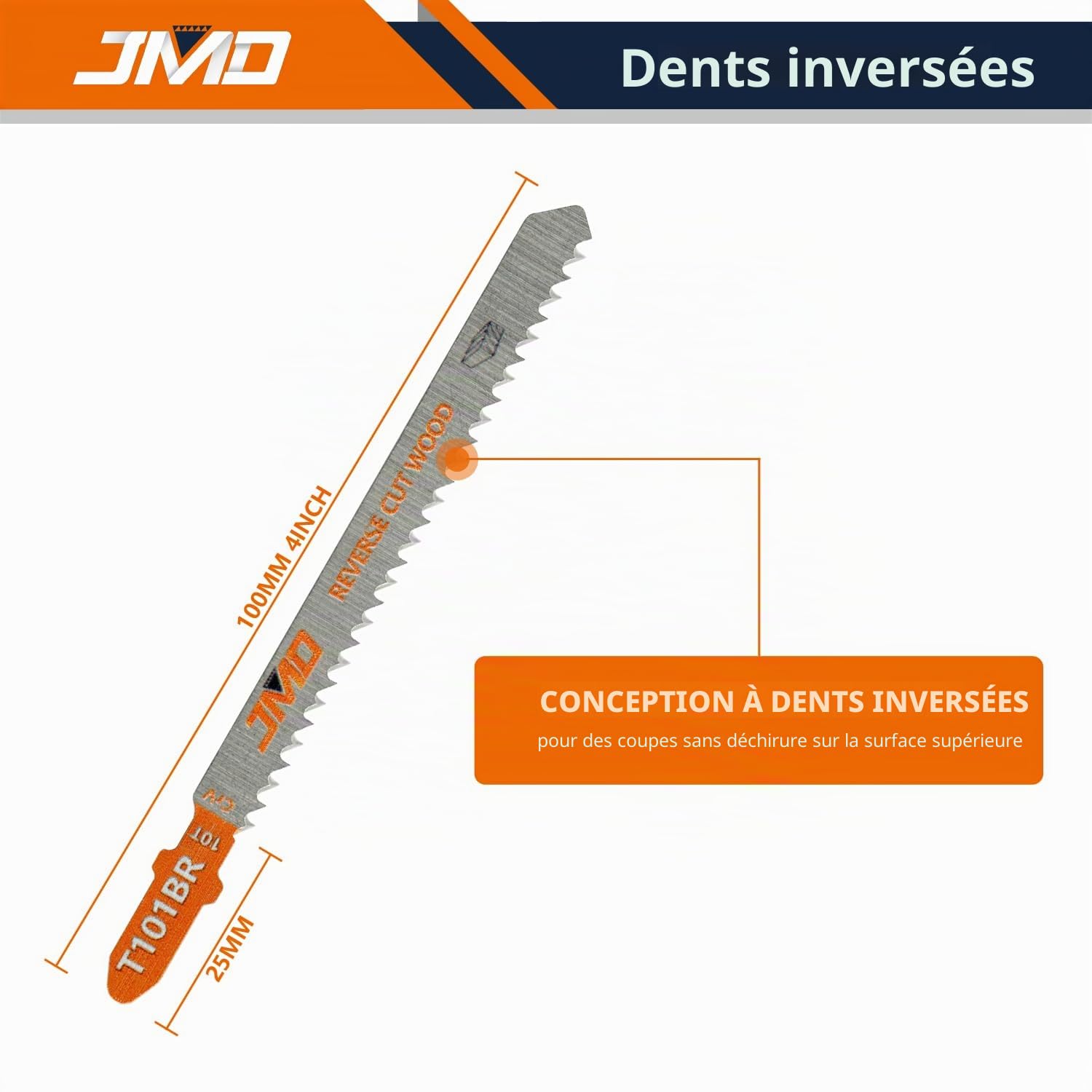 JMD T101BR Lot de 30 Lames de Scie Sauteuse pour Bois 100mm 10TPI Pour Accessoires en Bois