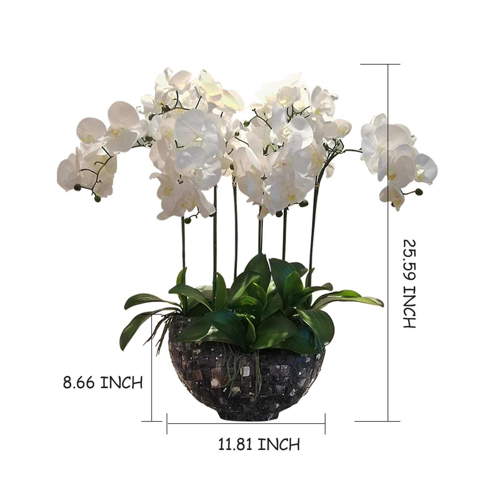 Centrotavola con Fiori Artificiali, Composizione di Orchidee Farfalla, Bouquet di Petali di falaenopsis in Vaso, Bonsai con Vaso per casa/Ufficio/Matrimonio Ciao