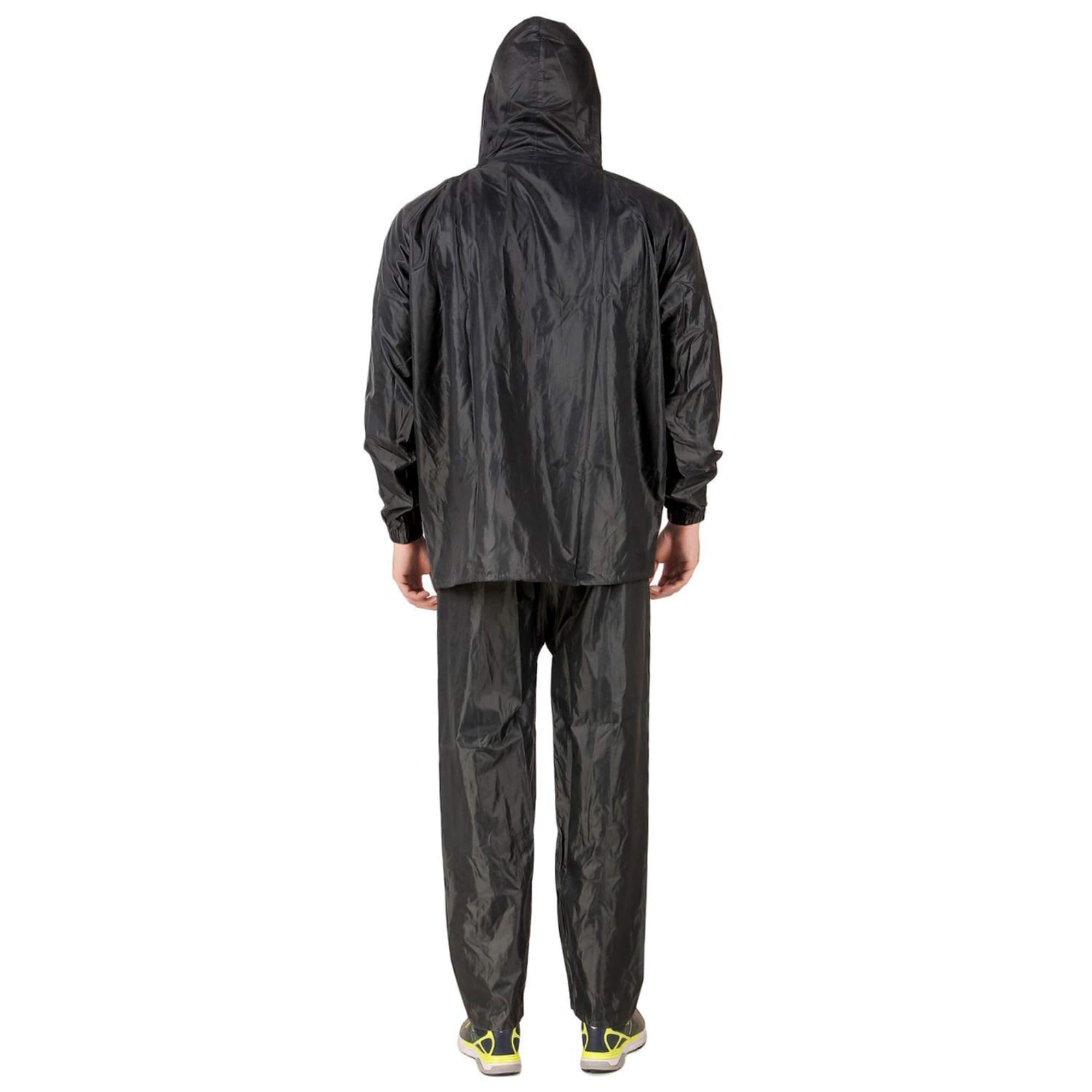 Unox Rain Coat for Men waterproof- Black XL Size Waterproof Raincoat Black with Pant Set suitable for Men, Women, Boys & Girls Adjustable Top and Bottom Rain Coat - Image 2 thumbnail