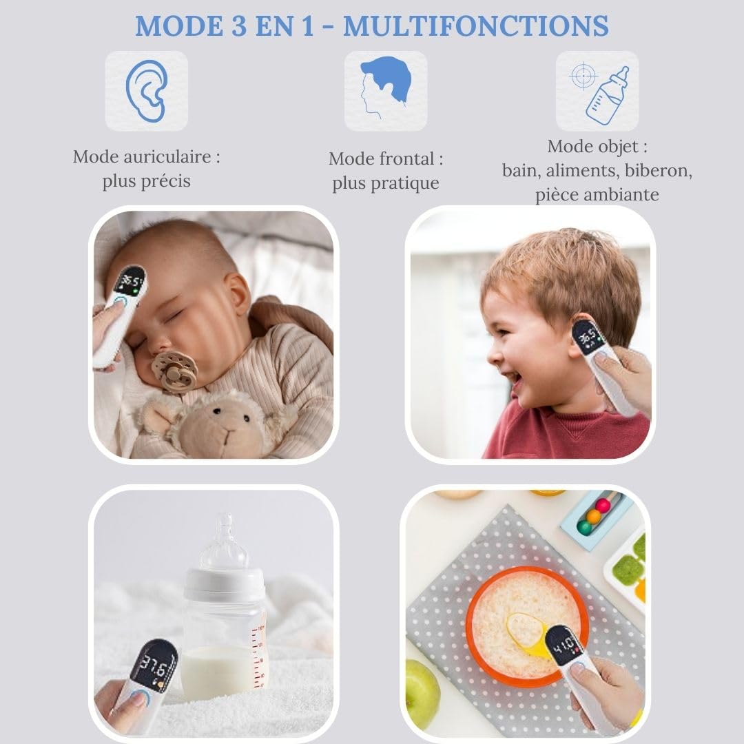 DigiDual Thermomètre Infrarouge Médical Auriculaire et Sans Contact – Certifié CE IEC 60601‑1, Précis & Rapide, Pour Toute la Famille, Notice FR incluse