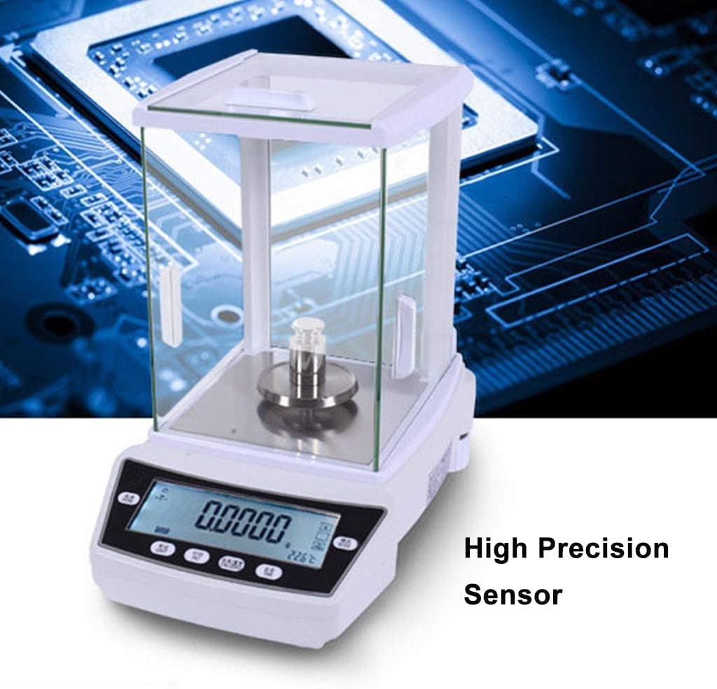 Bilancia analitica Elettronica di precisione Digitale da 0,0001 g, Alta precisione, con Schermo LCD, alimentata Tramite USB/Adattatore.