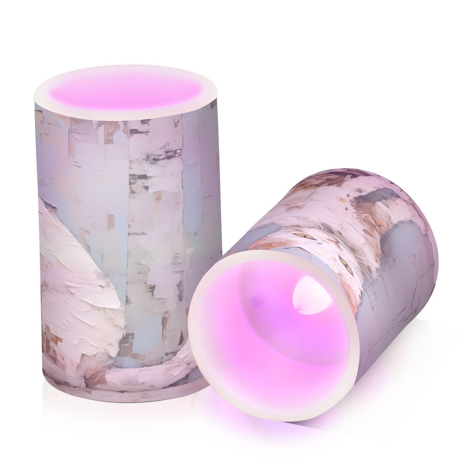 ALAZA Cat (47) Flickering Flameless Candles Battery Operated with Remote Timer,Tea Light Candles LED Pillar Votive Candles Set of 2 for Outdoor Indoor Decorations