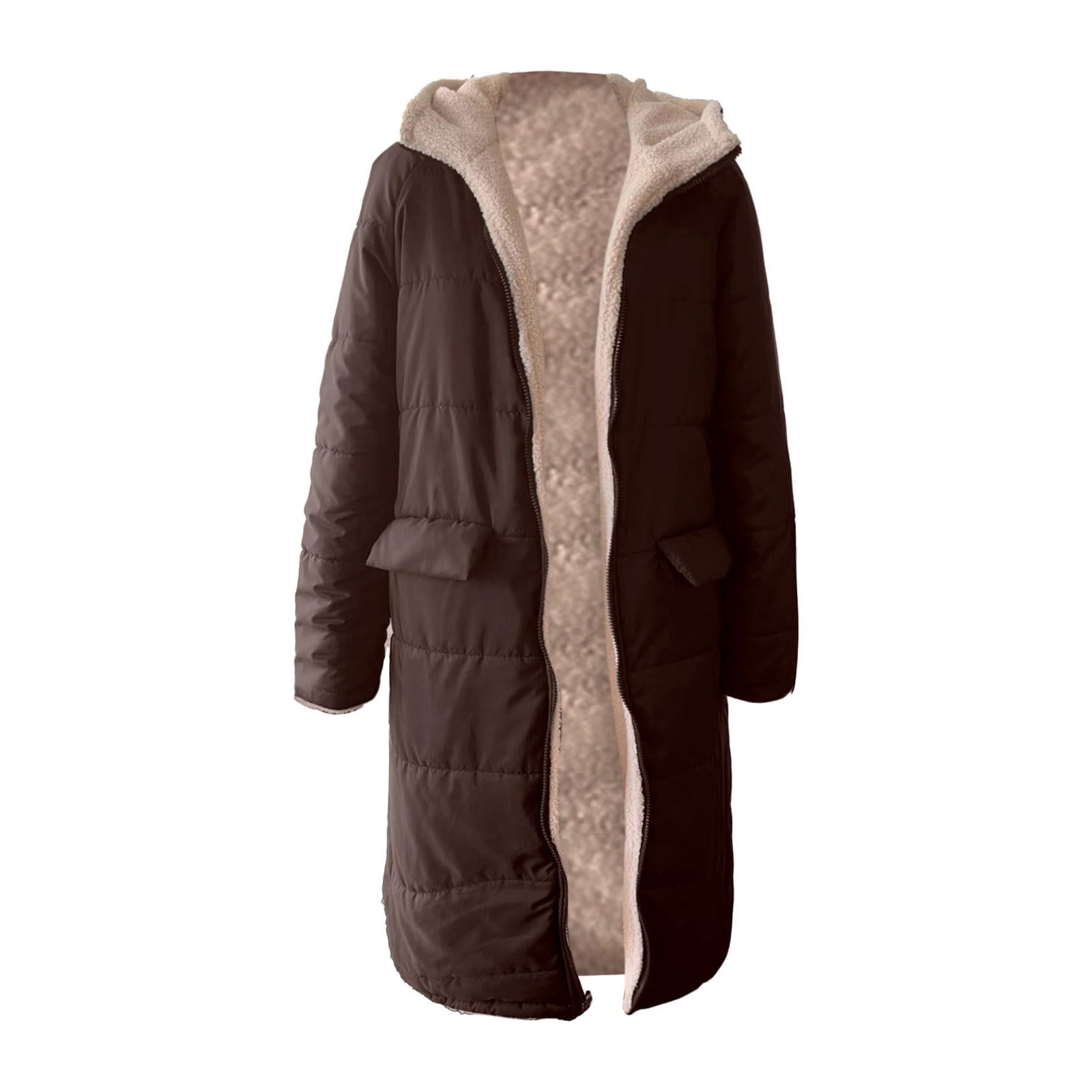 Piumino da donna foderato lungo con cappuccio | giacca trapuntata impermeabile softshell giacca invernale con cerniera | piumino per giacche da donna leggero con cappuccio alla moda giacca invernale