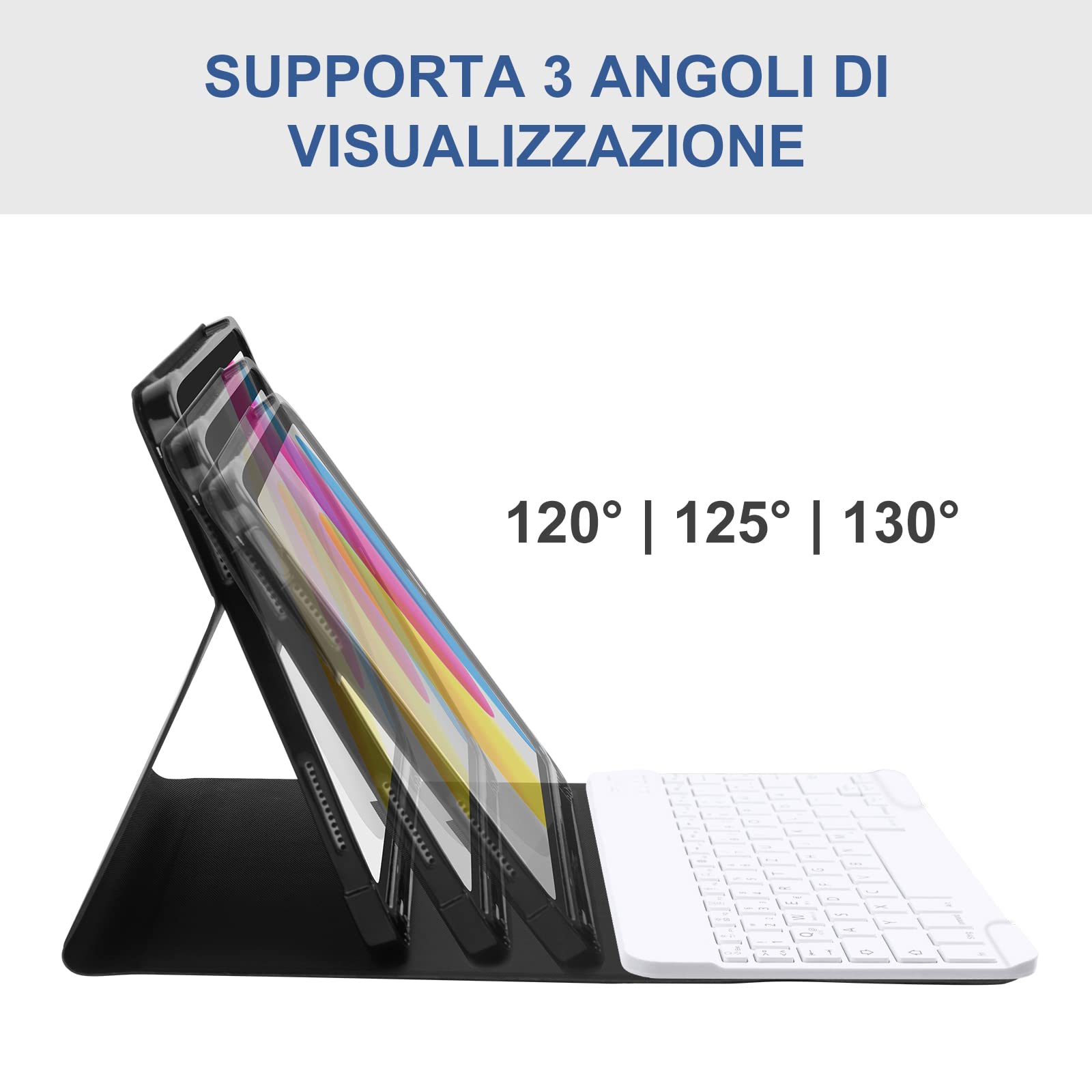 Custodia Con Tastiera Bluetooth Per IPad 10&deg; E 11&deg; Generazione - Tastiera Rimovibile, Supporto Regolabile E Portapenne