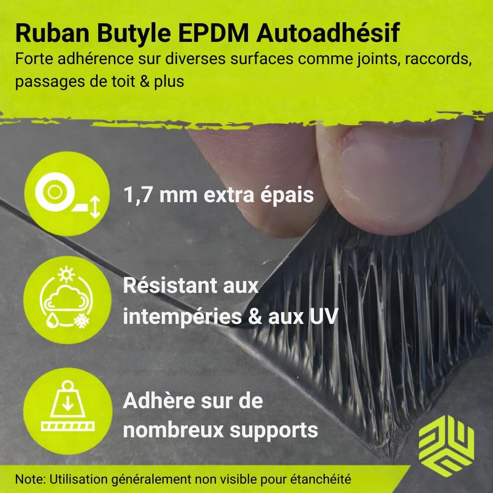 Bande d’Étanchéité EPDM Butyl - Ruban Étanchéité Extérieur - noir (5cm x 5m)