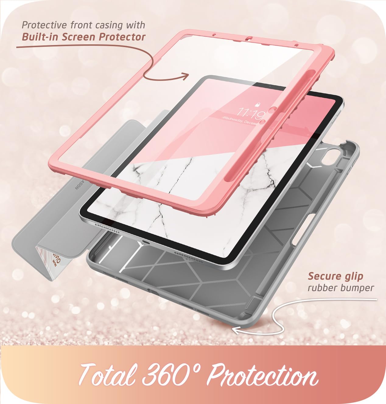 i-Blason Cosmo Series Case for iPhone 11 (2019 Release), Slim Full-Body Stylish Protective Case with Built-in Screen Protector, Marble, 6.1