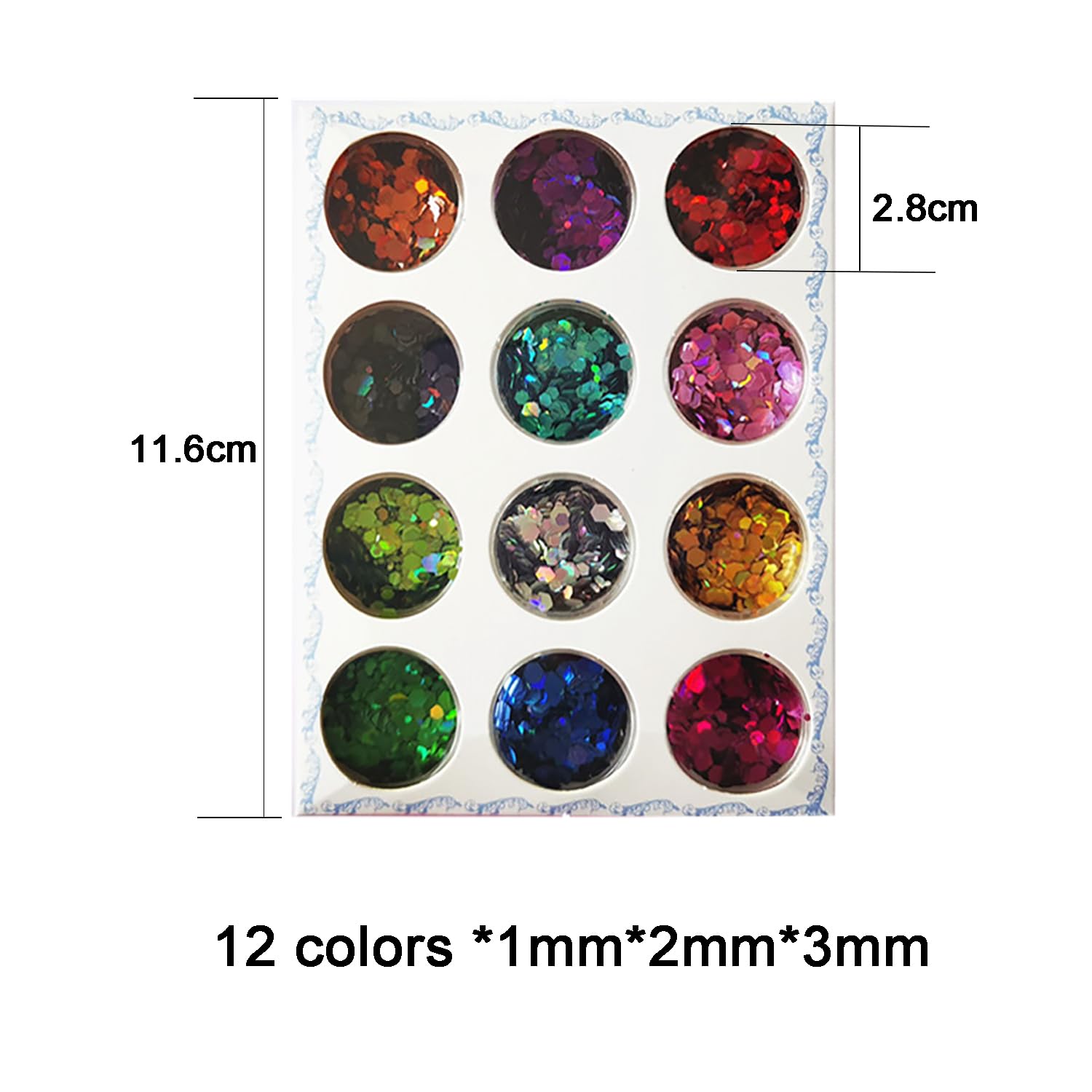 12 Paillettes Multicolores LISOPO - 10g Par Pot - Pour Maquillage, Ongles, DIY Et Cosplay - Brillant Et Non Toxique