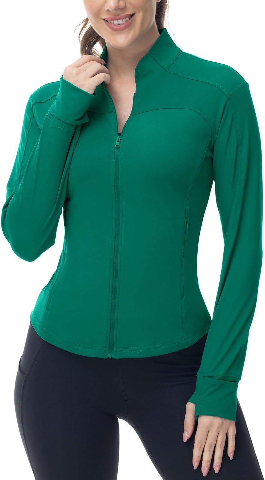 Gopune Women's Workout Athletic Jacket Lightweight Zip Up Yoga Slim Fit Tops with Pockets