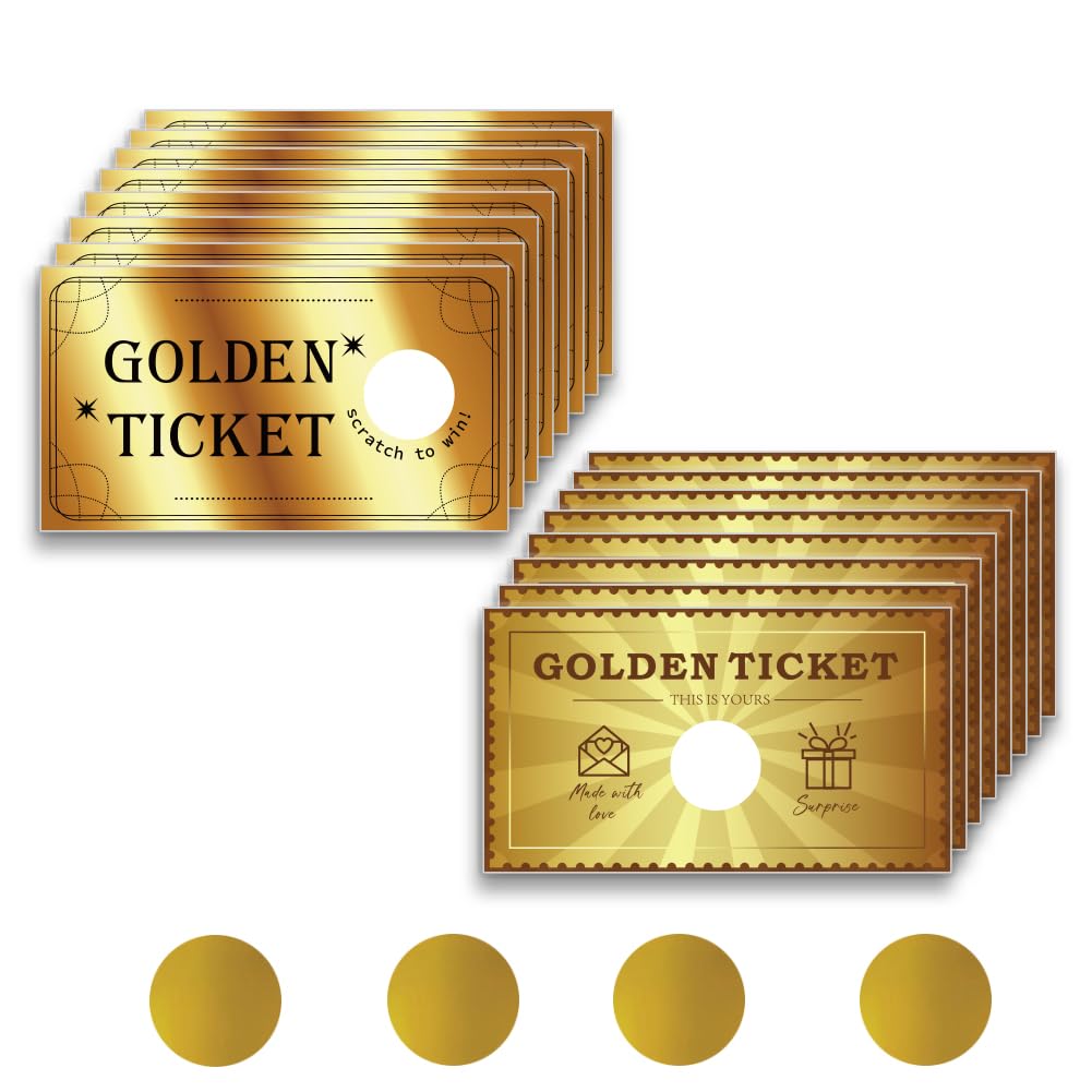 PLIGREAT 120 Pack Golden Ticket Scratch Off Tickets with Stickers DIY Your Own Scratch Cards Scratch Off Tickets DIY Coupon Cards for Small Business Holiday - Image 4