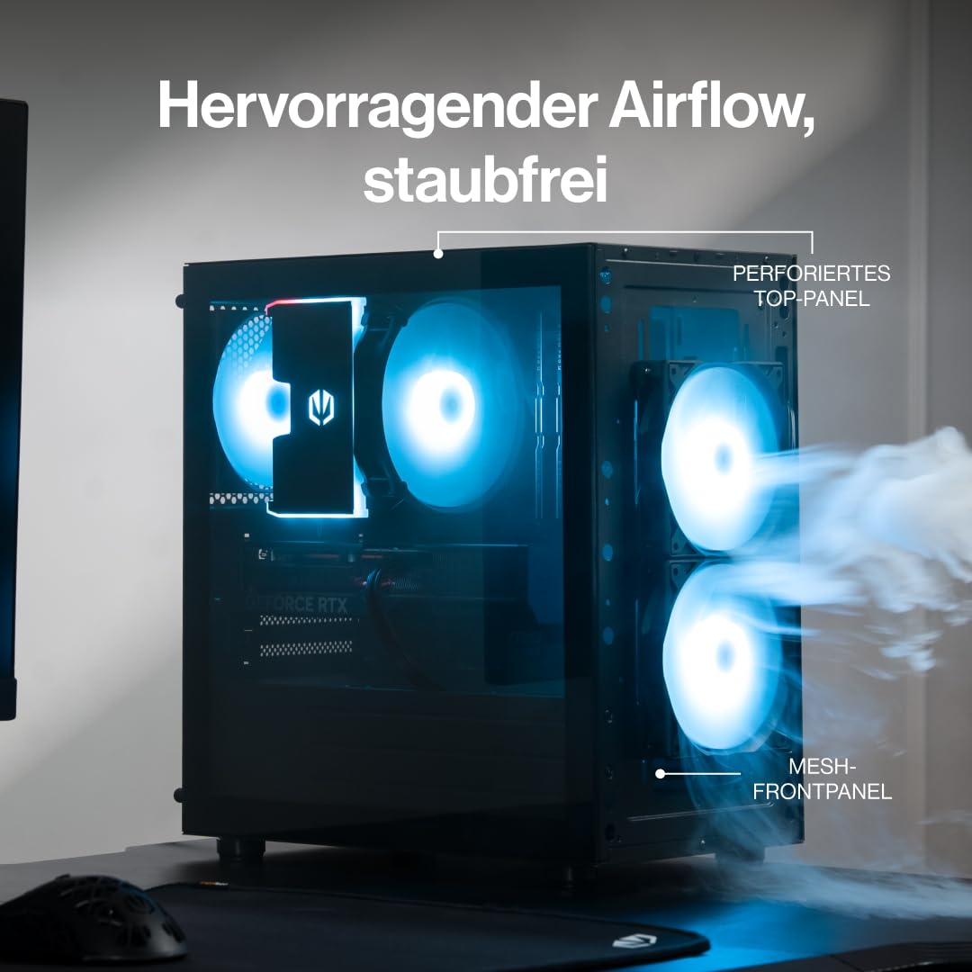 ENDORFY Signum M30 ARGB, mATX PC-Gehäuse, 3x120 mm ARGB PWM-Lüfter, bis zu 159 mm CPU-Kühler, bis zu 345 mm GPU, Mesh-Panel, Staubfilter, 1xUSB-C 3.2 Gen 2x2, 2xUSB-A 3.2 Gen 1, kompakte Größe