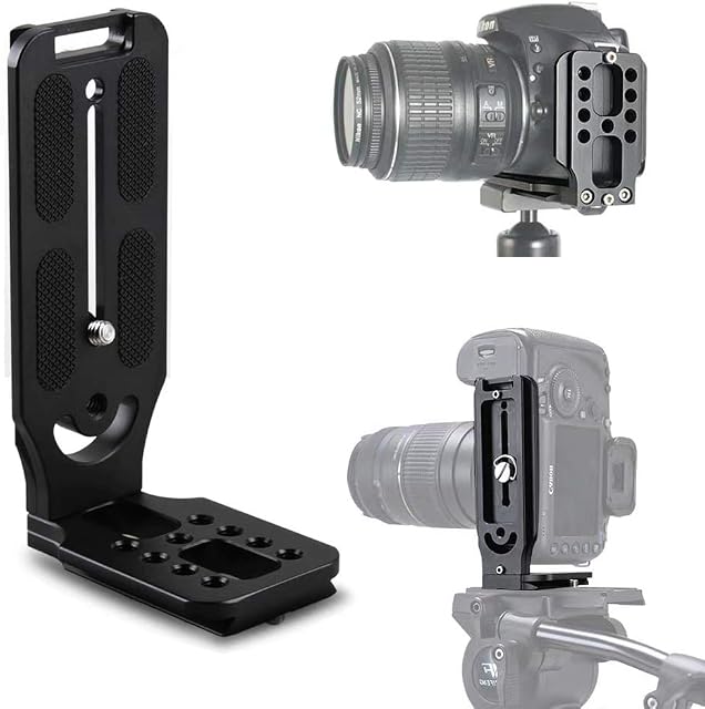 L Shape Camera Bracket Video Vertical Shooting Quick Release Plate L Stand with 1/4 Inch Screw for DSLR Cameras
