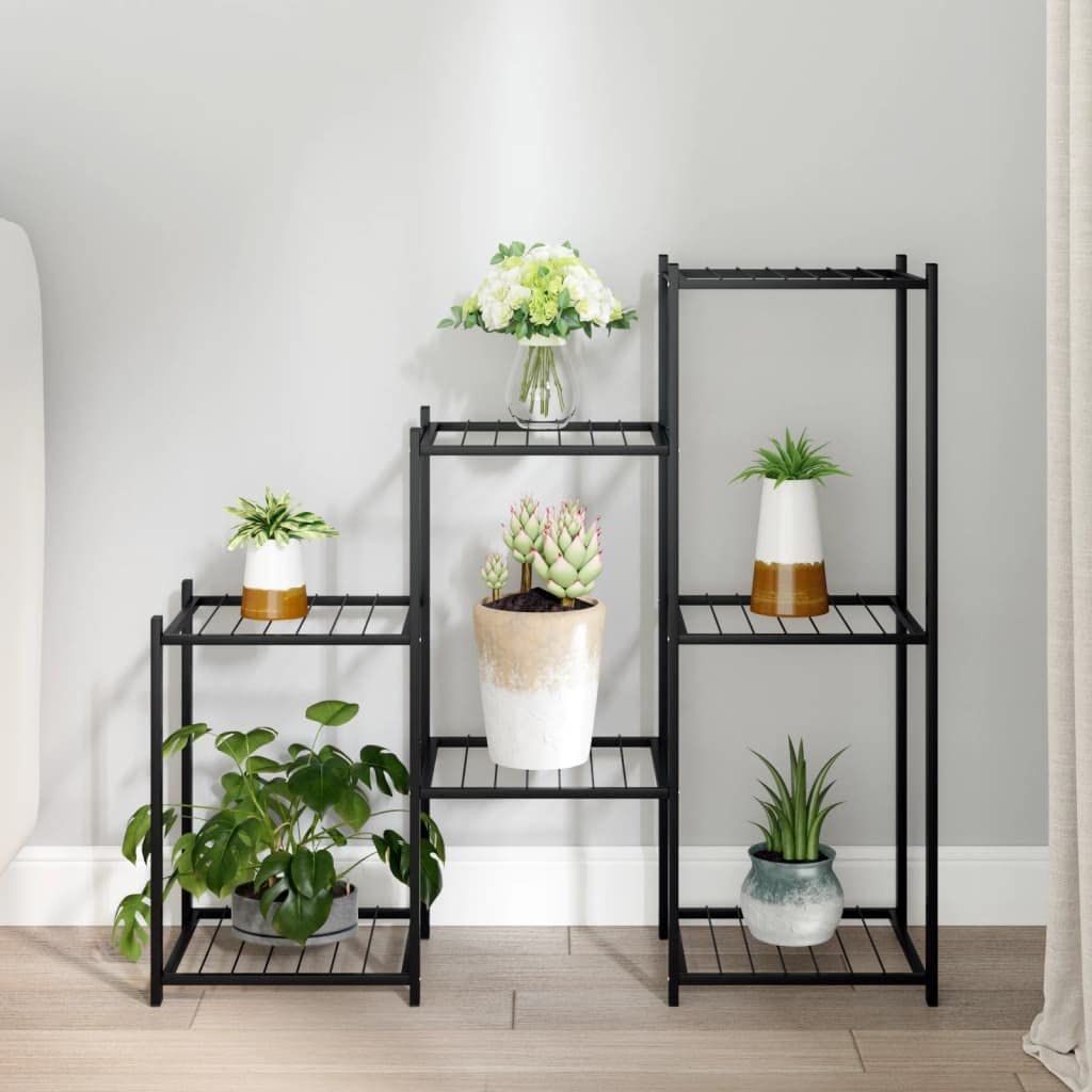 Porte plante exterieur puraday en fer noir de 83cm pour balcon