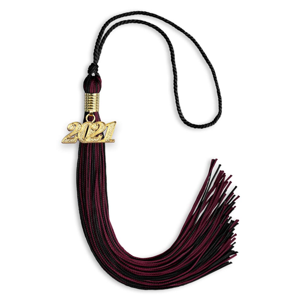 Endea Graduation Mixed Double Color Tassel with Gold Date Drop (Black/Maroon, 2021)