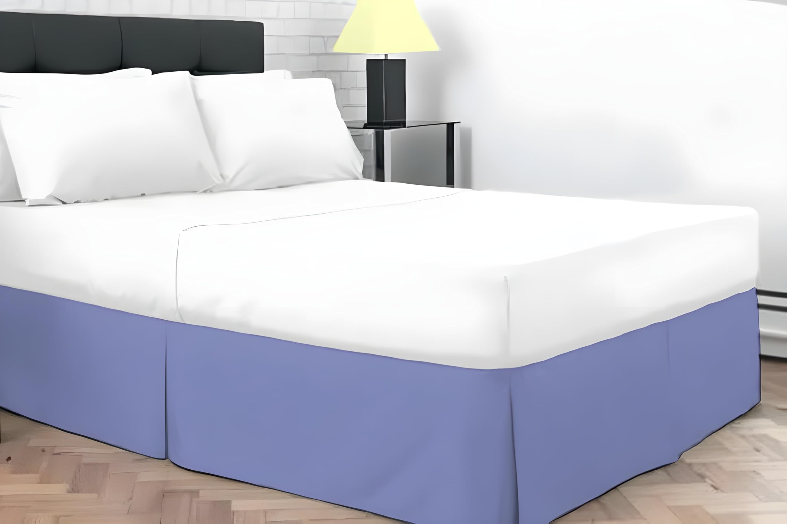 Dazzle Collection® Plain Dyed Poly Cotton Pleated Platform Base Valance Sheets | Single | Double | King | Super King | (Single, Blue) — image 1