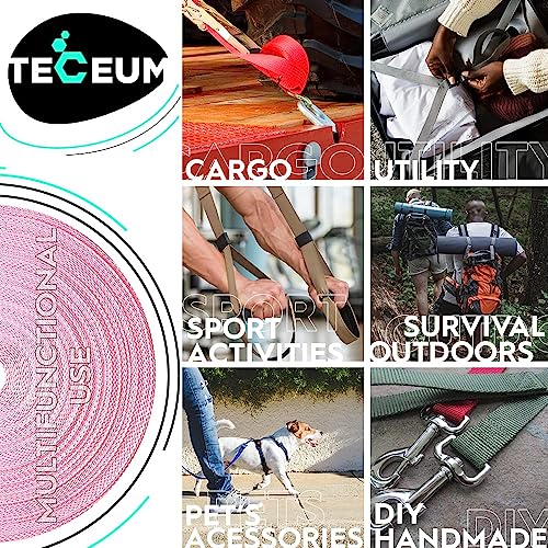 Image of TECEUM 3 /4 inch & 5 /8 inch & 1 inch & 1.5 inch & 2 inch Webbing - 10 25 50 Yards - 40+ Colors - Heavy Duty 1 Inch 1.5 Inch 2 Inch Backpack Straps - Webbing for Outdoors Indoors Crafting DIY