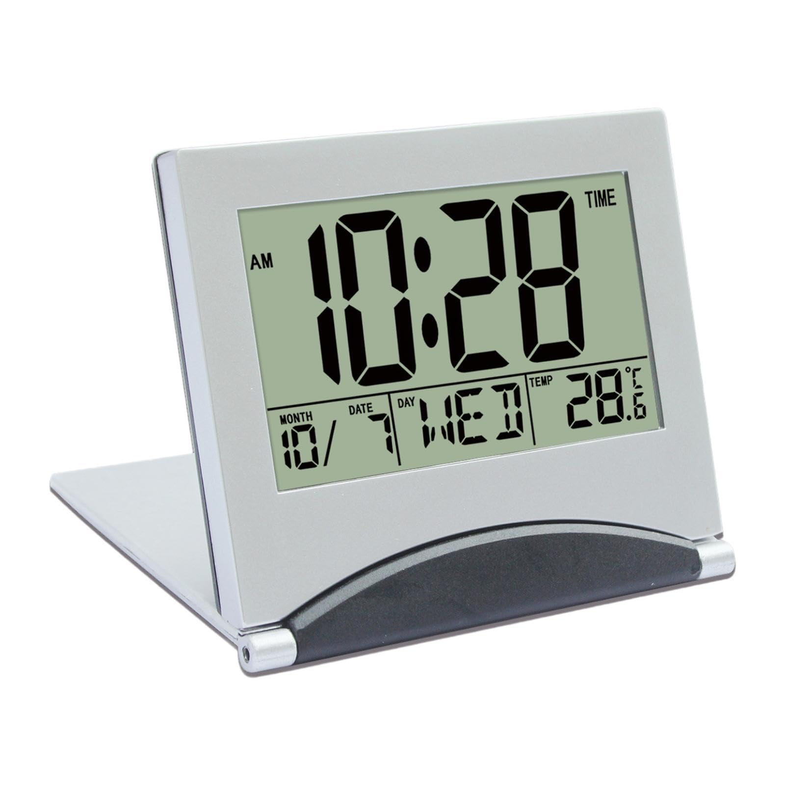 Reloj despertador digital portátil pequeño con alarma para dormitorio de noche y oficina moderna