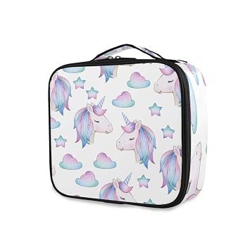 Amazon.com: Vikko - Bolsa de maquillaje con diseño de unicornio, portátil,  bolsa de aseo de viaje, organizador de gran capacidad, estuche de viaje con  estilo de tren de maquillaje con divisores ajustables