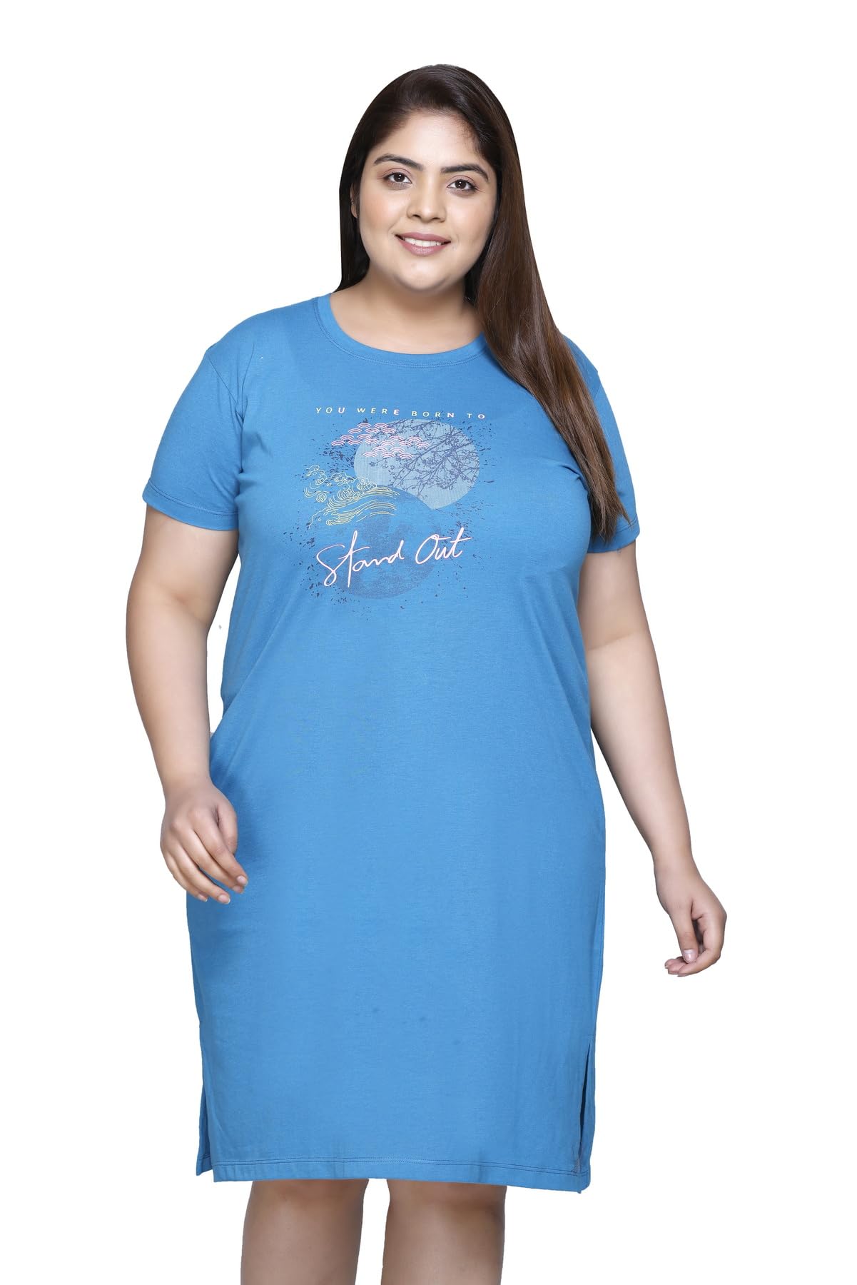 rysh Women's Front Printed Cotton Plus Size Chemise-picture-21