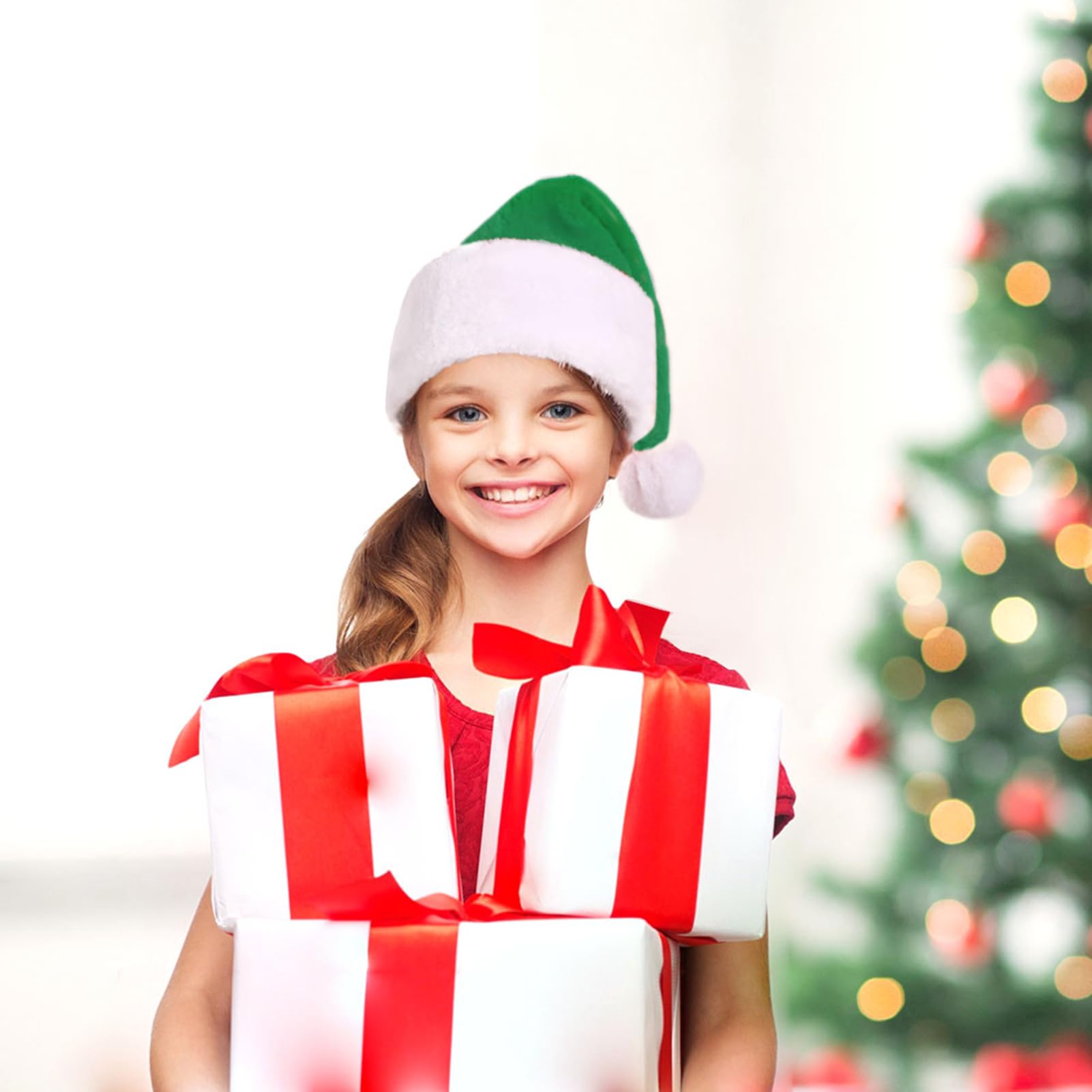 KONVINIT Cappello Babbo Natale Peluche per Adulti, Cappellini Natale,Cappellino Babbo Natale Onesize
