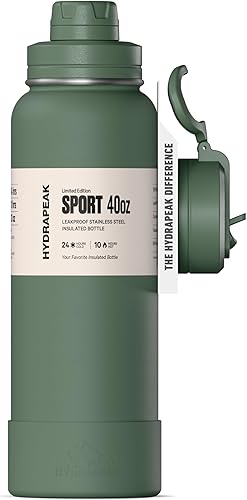 Miniatura 10 de Hydrapeak Botella de agua deportiva aislada de 32 onzas con pajita y tapa para beber, a prueba de fugas y derrames, mantiene las bebidas frías Gris