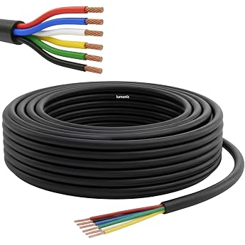 Lumonic 6 x 0.34 mm  RGBW CCT LED Control Cable Black 10 m Sleeved 6-Core Cable LiYY Extension Power Cable LED Cable Control Cable