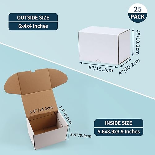 Miniatura 75 de WIFTREY Cajas de envío pequeñas de 8 x 6 x 4, paquete de 25 cajas para correo, embalaje, cajas de cartón corrugado blancas para pequeñas empresas