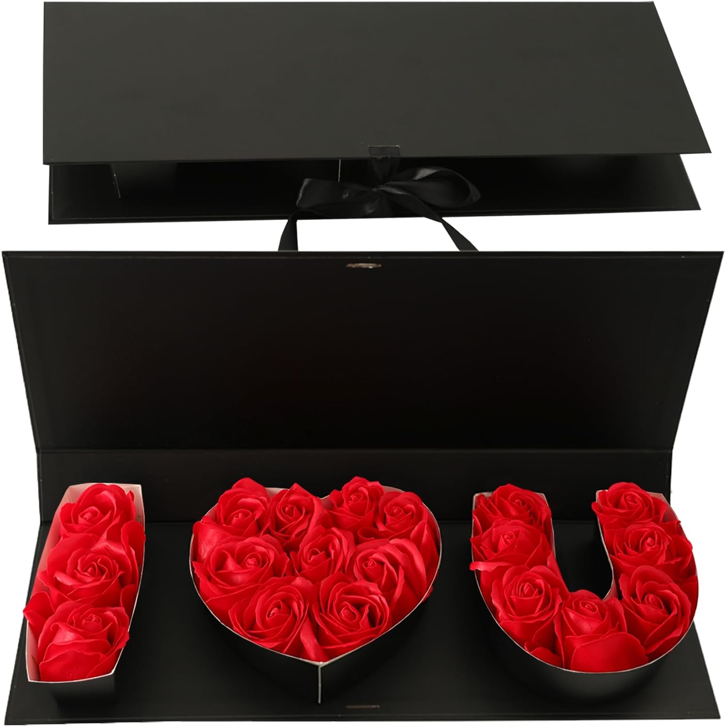 MLOLM I Love U Box for Flowers 2 Pcs Empty I Heart U Flower Gift Letter Shaped Fillable Box Valentines Day Boxes for Wedding Bridal Shower Anniversary Birthday Mother's Day Chocolate Packaging