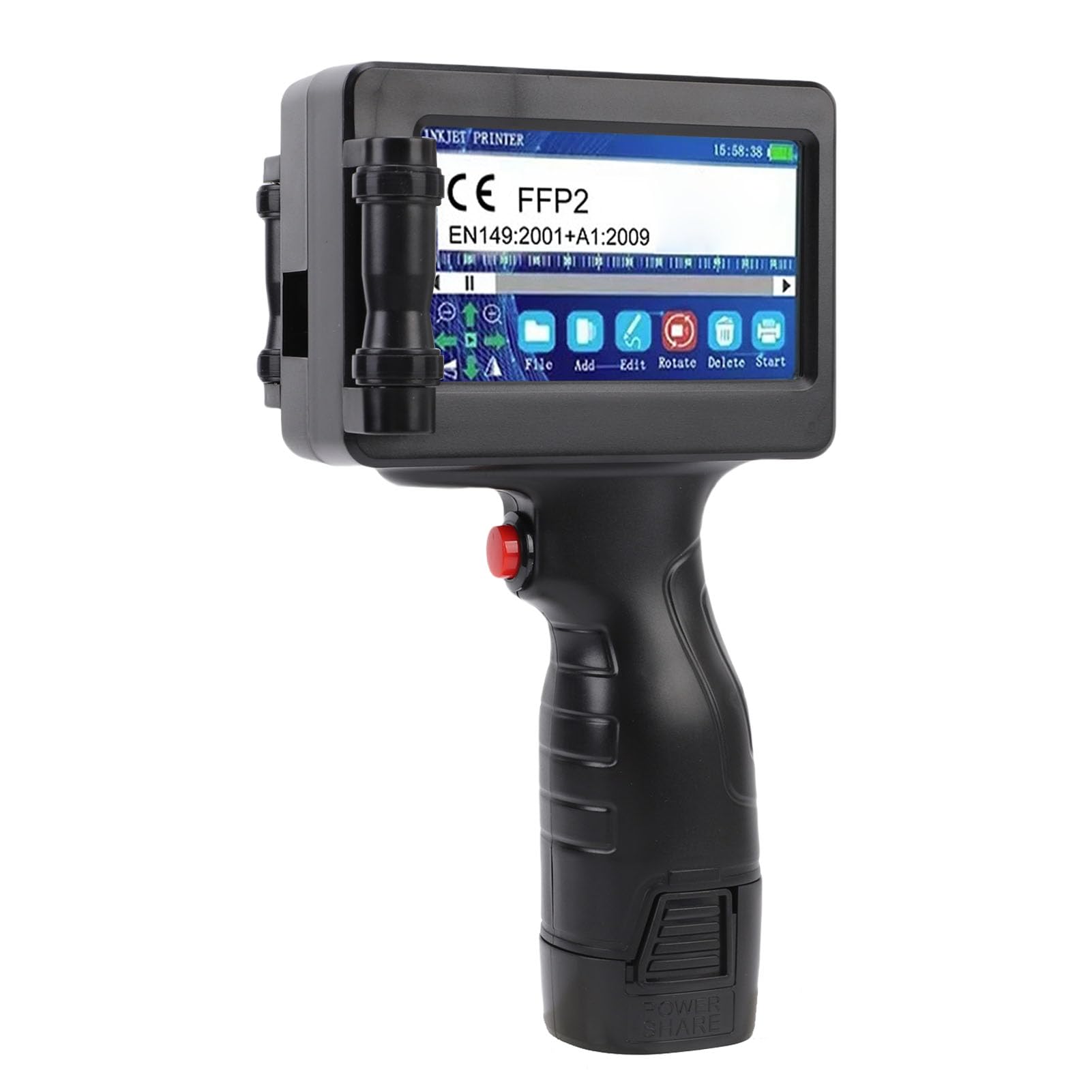 Pistola Stampante Portatile Portatile con Touch Screen a LED HD per la Stampa a Barre del Codice QR, Adatto a Vari Materiali e Impugnatura Comoda (Plug dell'UE 100-240V)