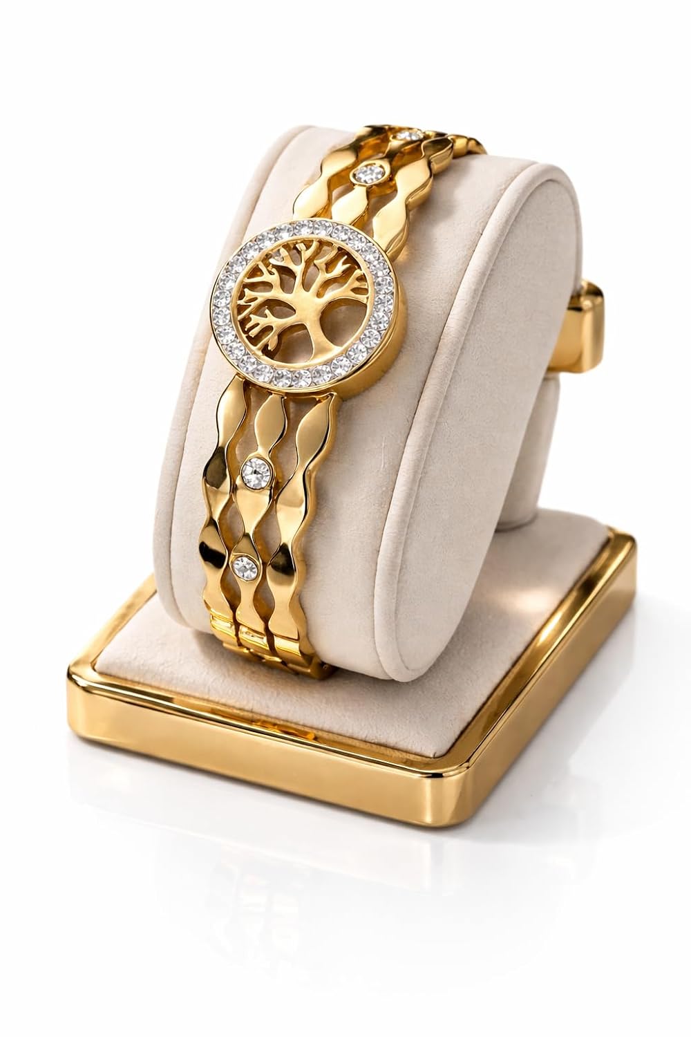 Anvioraluxe 18K Gold Plated Tree of Life Bangle Kada for Women – Anti-Tarnish Stainless Steel Bracelet with Crystal Accents - Review, Price and Buying Guide