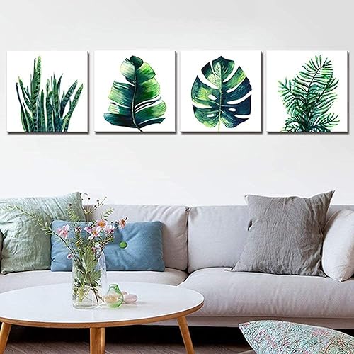 Miniatura 43 de Arte de pared de naturaleza con plantas verdes, decoración de pared de hojas botánicas tropicales, impresiones en lienzo para dormitorio, Hoja