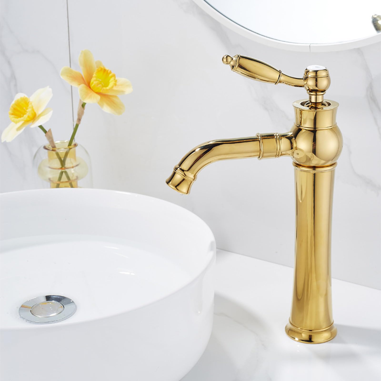 Grifo de cobre para agua fría y caliente, altamente chapado