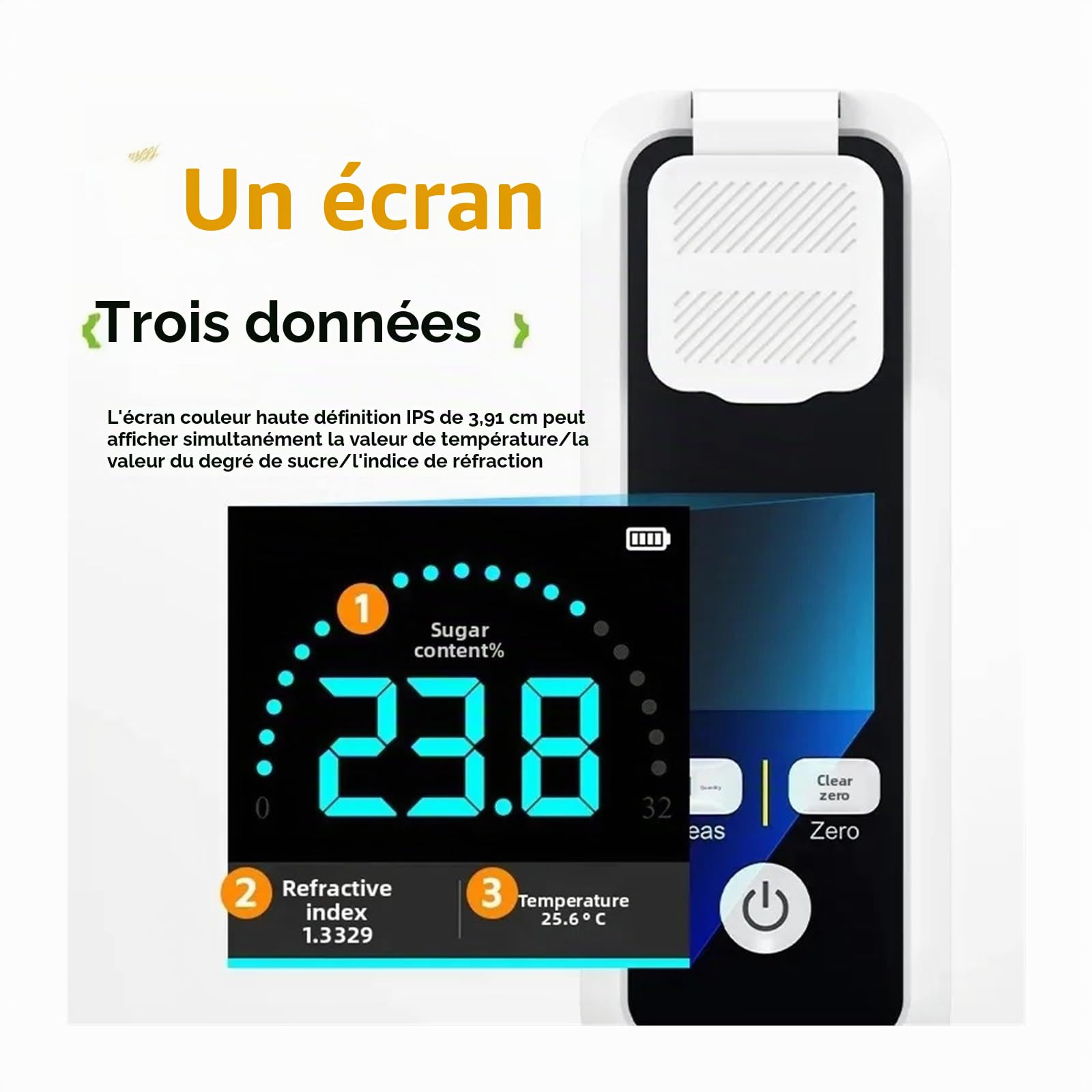 Réfractomètre Brix, Réfractomètre, Testeur De Sucre Intelligent, Outil Mesure La Glycémie Détection Douceur Haute Précision Des Fruits 0-32/55%,pour le moût de