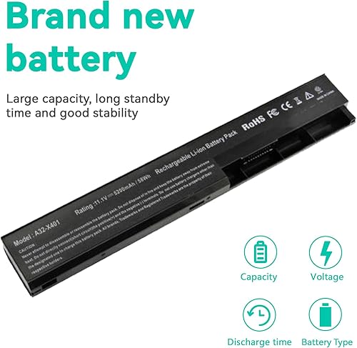 Miniatura 4 de Fancy Buying Batería para portátil compatible con Asus X501A X301 X301A X301U X401 X401A X401U X501 X501U A31-X401 A32-X401 A41-X401 A42-X401