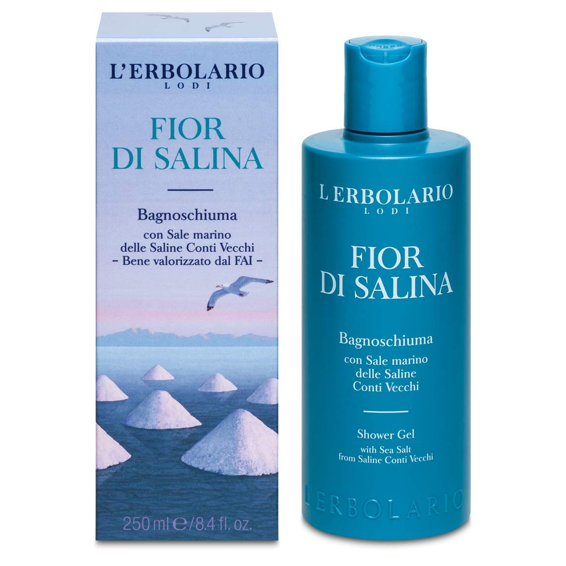L'Erbolario Shower Gel - Moisturizing Body Wash with Coastal Botanicals - Revitalizing Citrus Body Soap for All Skin Types - Fior di Salina - 8.4 oz