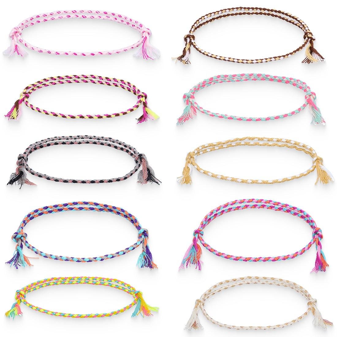 10 Pezzi Braccialetti Caviglia Surfer Set Unisex - Stile Boho Hippie Etnico - Accessori Fatti a Mano per Feste in Spiaggia - Impermeabili e Regolabili.