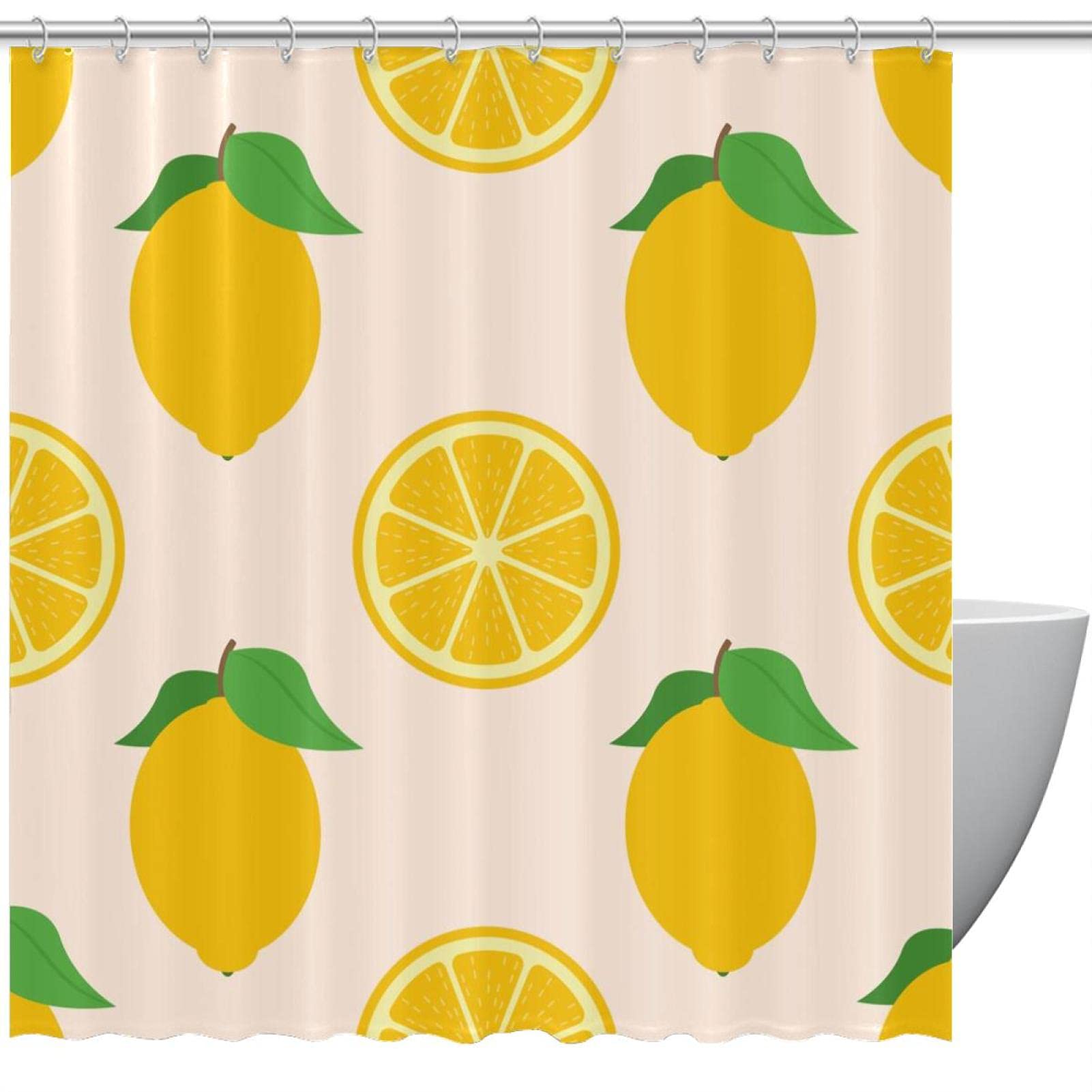 Rideaux de douche motif citrons pour illuminer la salle de bain
