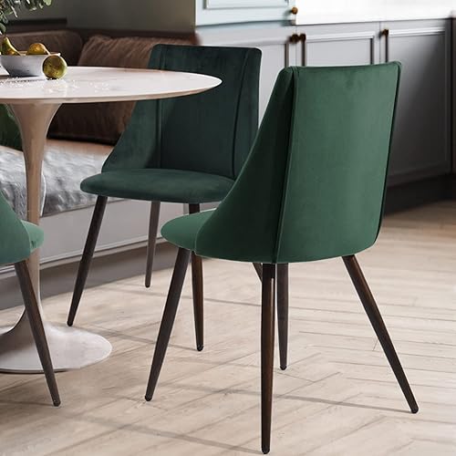 Miniatura 2 de Juego de 2 sillas de comedor, asientos de terciopelo, patas de metal, cocina, comedor, dormitorio, muebles de sala de estar, sillas verdes de
