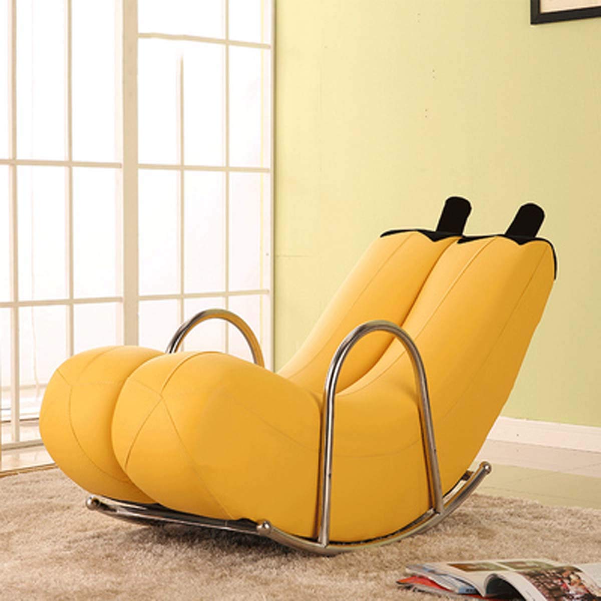 Creative Single Lazy Sofa Banana Recliner Rocking Chair Rocking Chair Personality Cute Bedroom Modern Small Apartment Sofa,A
