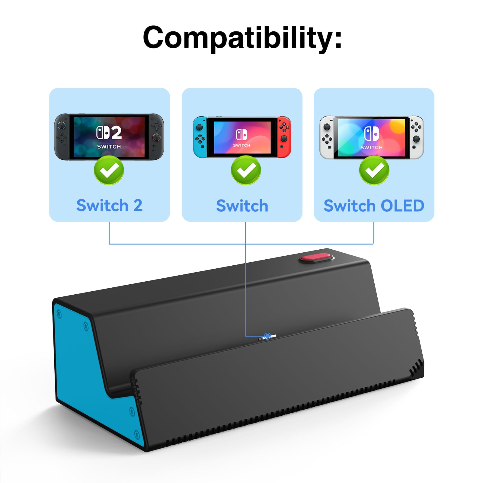 HEIYING TV Docking Station für Nintendo Switch 2/Switch OLED, Tragbarer TV Dock Ladegerät Ständer mit 4K HDMI Adapter/USB Port/Typ C Ladegerät Port