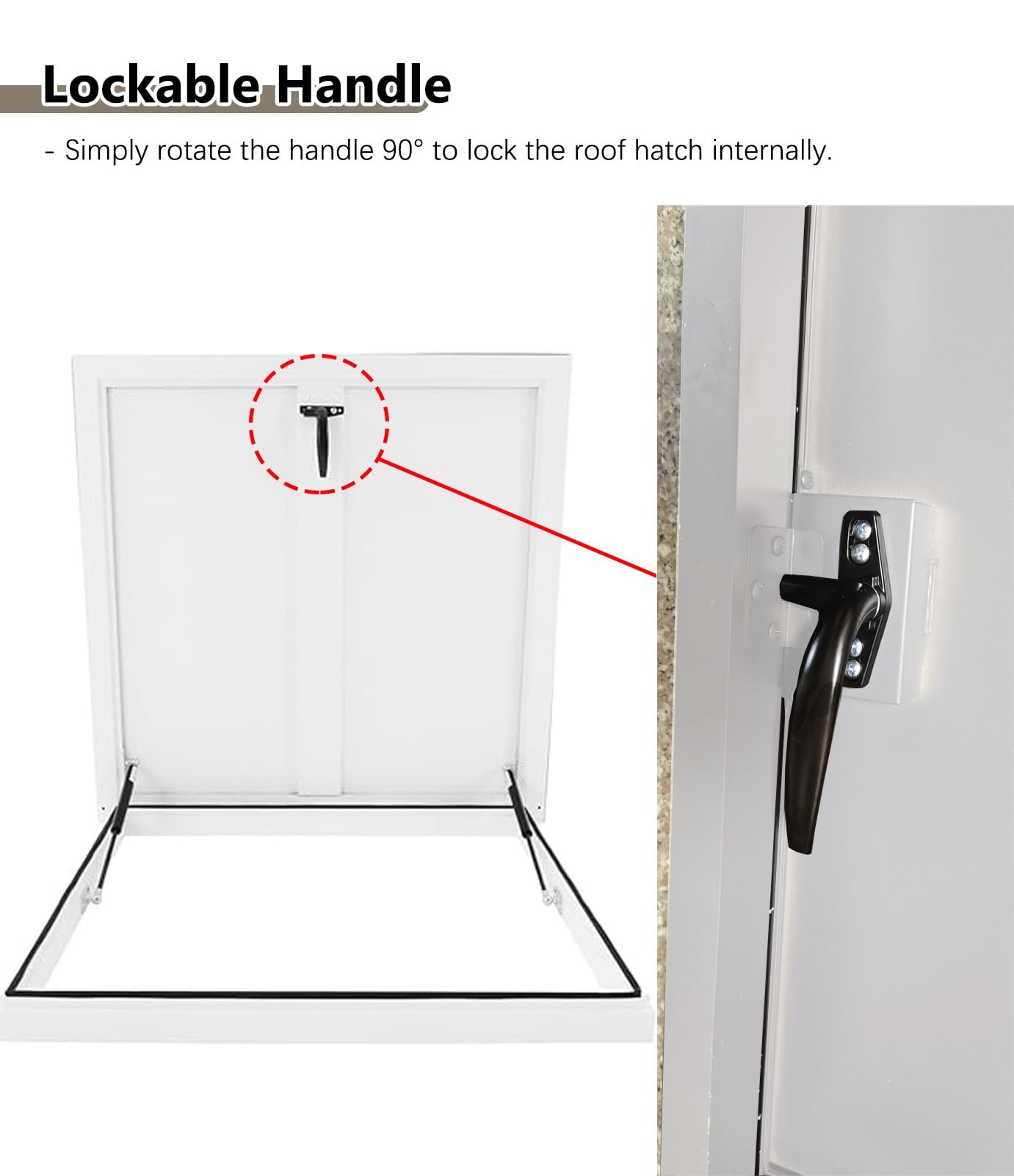 Pannello di accesso chiudibile con barra idraulica, copertura per portello del tetto, varie dimensioni (65 x 70 cm, 165 x 177,8 cm) – soluzione sicura e facile da accedere per case e aziende