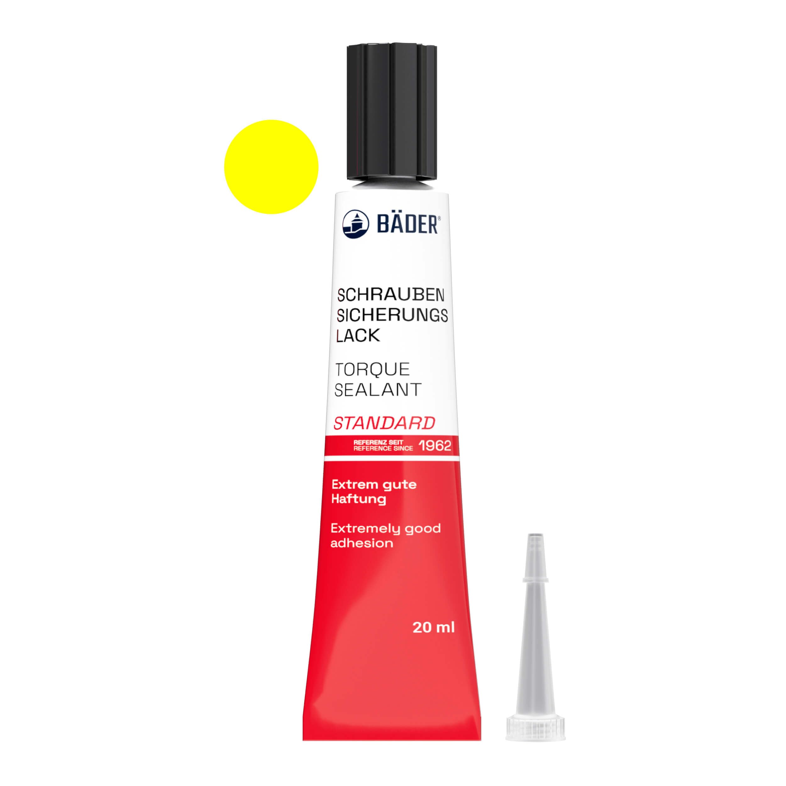 Bäder ORIGINAL Torque Seal Tamper Proof Indicator STANDARD color YELLOW 20ml - Threadlocker Made in Germany since 1962 - Security pen for sealing and proof of manipulation.