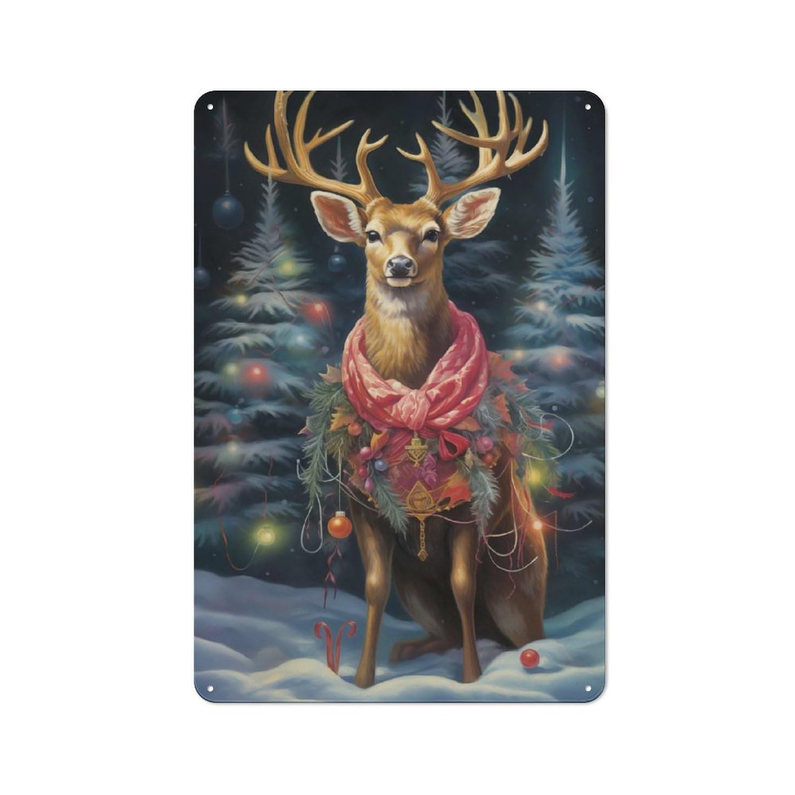 Junmoney Xmas Deer Vintage Tin Sign 30X20cm For Garden Room Or Summerhouse, For A Newly Organised Room And Metal Sign Display